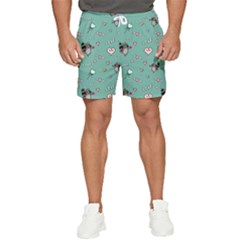 Raccoon Texture Seamless Scrapbooking Hearts Men s Runner Shorts by Wegoenart