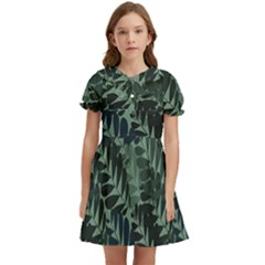 Background Pattern Leaves Texture Design Wallpaper Kids  Bow Tie Puff Sleeve Dress by Wegoenart