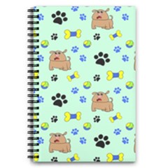 Dog Pattern Seamless Blue Background Scrapbooking 5 5  X 8 5  Notebook by Wegoenart