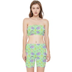 Elephant Sleeping Elephants Background Stretch Shorts And Tube Top Set by Wegoenart