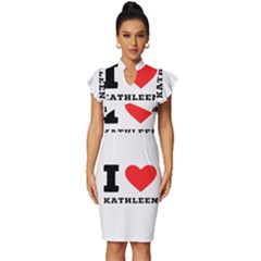I Love Kathleen Vintage Frill Sleeve V-neck Bodycon Dress by ilovewhateva