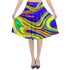 Contemporary Art Fluid Background Flared Midi Skirt by GardenOfOphir