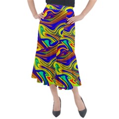 Contemporary Art Fluid Background Midi Mermaid Skirt by GardenOfOphir