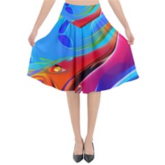Abstract Fluid Art Flared Midi Skirt by GardenOfOphir