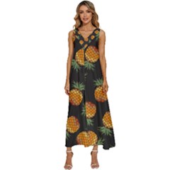 Pineapple Background Pineapple Pattern V-neck Sleeveless Loose Fit Overalls by Wegoenart