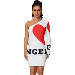 I Love Angela  Long Sleeve One Shoulder Mini Dress by ilovewhateva