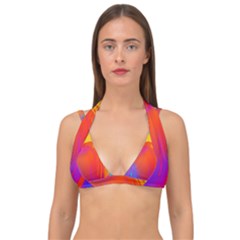 Liquid Art Pattern Double Strap Halter Bikini Top by GardenOfOphir