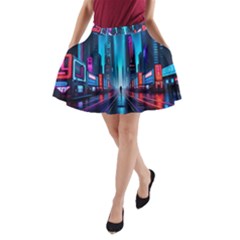 City People Cyberpunk A-line Pocket Skirt by Jancukart