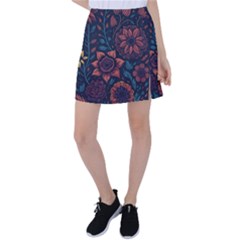 Flower Art Drawing Painting Spring Tennis Skirt by Jancukart