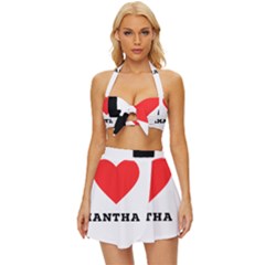I Love Samantha Vintage Style Bikini Top And Skirt Set  by ilovewhateva