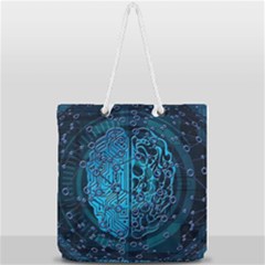 Artificial Intelligence Network Blue Art Full Print Rope Handle Tote (large) by Semog4