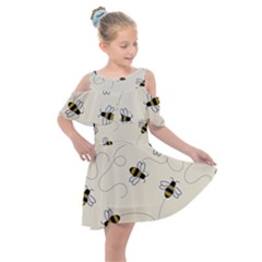 Insects Bees Digital Paper Kids  Shoulder Cutout Chiffon Dress by Semog4