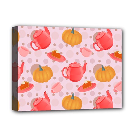 Pumpkin Tea Cup Pie Dessert Deluxe Canvas 16  X 12  (stretched)  by Semog4