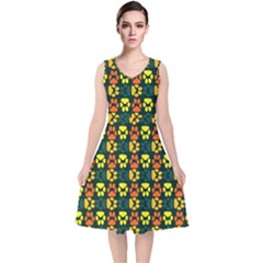 Pattern 215 V-neck Midi Sleeveless Dress  by GardenOfOphir