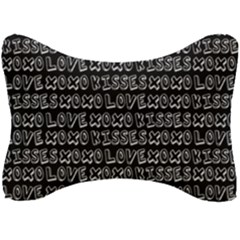 Black And White Love Kisses Pattern Seat Head Rest Cushion by GardenOfOphir