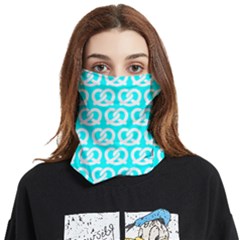 Aqua Pretzel Illustrations Pattern Face Covering Bandana (two Sides) by GardenOfOphir