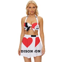 I Love Madison  Vintage Style Bikini Top And Skirt Set  by ilovewhateva