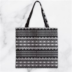 Tribal Zentangle Line Pattern Zipper Grocery Tote Bag by Semog4