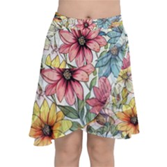 Flower Nature Floral Spring Chiffon Wrap Front Skirt by Semog4