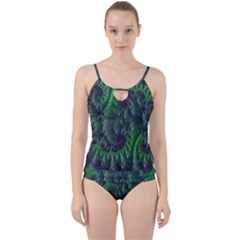 Fractal Floral Background Planetary Cut Out Top Tankini Set by Semog4