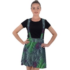 Fractal Floral Background Planetary Velvet Suspender Skater Skirt by Semog4