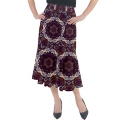 Rosette Kaleidoscope Mosaic Abstract Background Midi Mermaid Skirt by Jancukart