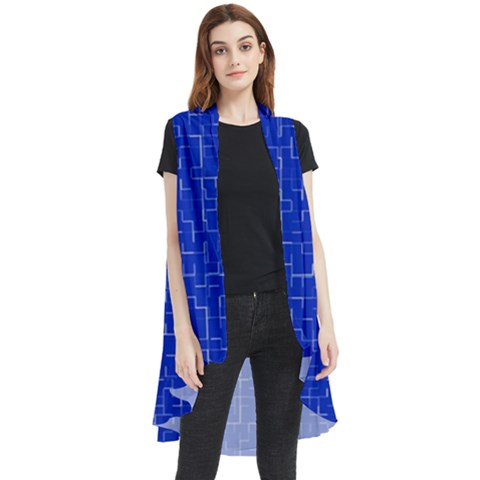 Scratched Royal Blue Sleeveless Chiffon Waistcoat Shirt by MissUniqueDesignerIs