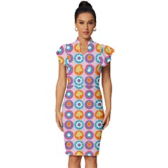 Chic Floral Pattern Vintage Frill Sleeve V-neck Bodycon Dress by GardenOfOphir