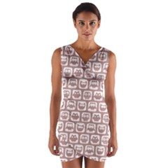 Light Pink And White Owl Pattern Wrap Front Bodycon Dress by GardenOfOphir