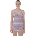 Light Pink And White Owl Pattern Tie Front Two Piece Tankini View1