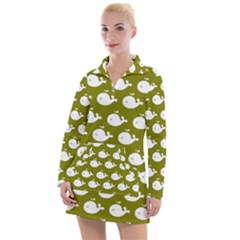 Cute Whale Illustration Pattern Women s Long Sleeve Casual Dress by GardenOfOphir