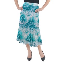 Tropical Blue Ocean Wave Midi Mermaid Skirt by Jack14