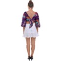 Ornamental Patterns Abstract Flower Pattern Purple Tie Back Butterfly Sleeve Chiffon Top View2