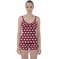 Modern Chic Vector Camera Illustration Pattern Tie Front Two Piece Tankini by GardenOfOphir