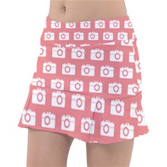 Modern Chic Vector Camera Illustration Pattern Classic Tennis Skirt by GardenOfOphir