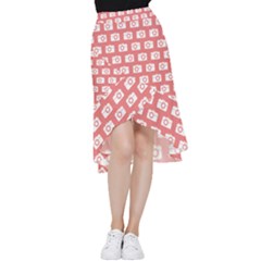 Modern Chic Vector Camera Illustration Pattern Frill Hi Low Chiffon Skirt by GardenOfOphir