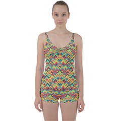 Trendy Chic Modern Chevron Pattern Tie Front Two Piece Tankini by GardenOfOphir