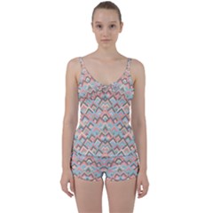 Trendy Chic Modern Chevron Pattern Tie Front Two Piece Tankini by GardenOfOphir