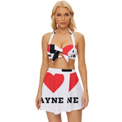 I Love Wayne Vintage Style Bikini Top And Skirt Set  by ilovewhateva