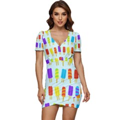 Background-29 Low Cut Cap Sleeve Mini Dress by nateshop