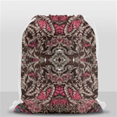 Pink Brown Liquify Repeats Iii Drawstring Bag (small) by kaleidomarblingart
