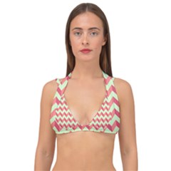 Modern Retro Chevron Patchwork Pattern Double Strap Halter Bikini Top by GardenOfOphir
