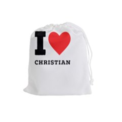 I Love Christian Drawstring Pouch (large) by ilovewhateva