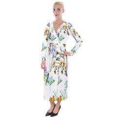 Pink-011 Velvet Maxi Wrap Dress by nateshop