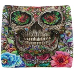 Retro Floral Skull Seat Cushion by GardenOfOphir