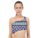 Pink Pattern Design Vintage Spliced Up Bikini Top  View1