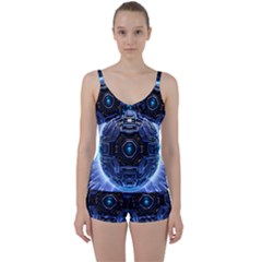 Digital Technology Tie Front Two Piece Tankini by Ravend