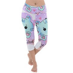 Cat Valentine-s Day Valentine Lightweight Velour Capri Yoga Leggings by Semog4