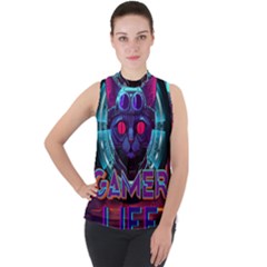 Gamer Life Mock Neck Chiffon Sleeveless Top by minxprints