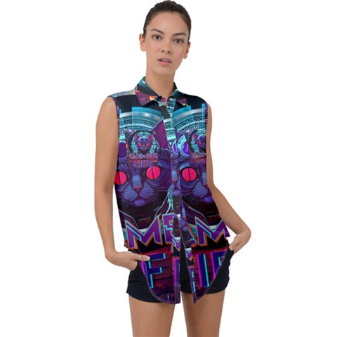Gamer Life Sleeveless Chiffon Button Shirt by minxprints